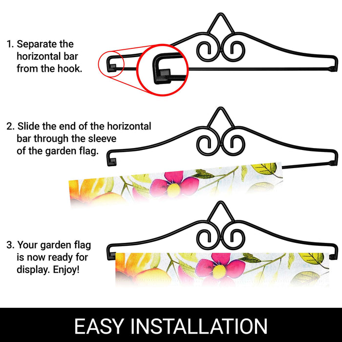G128 Combo Pack Garden Flag Hanger 14IN & Garden Flag Sweet Bee Flowers Printed 12x18IN Double Sided