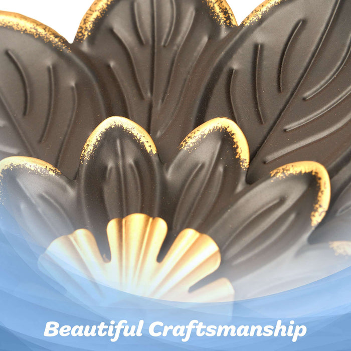G128 9 IN Black and Gold Metal Daisy-Style Flower Wall Art | Elegant Floral Wall Hanging Decor for Indoor Living Room Bedroom Office Outdoor Garden Patio Yard