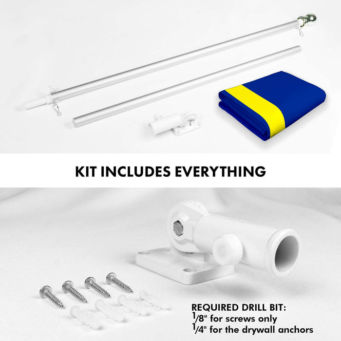 G128 Combo Pack: 6 Ft Twist Free Aluminum Spinning Flagpole (Silver) & Curacao Flag | 3x5 Ft | LiteWeave Pro Series Printed 150D Polyester | Pole with Flag Included