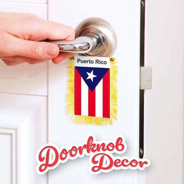 G128 Puerto Rico Puerto Rican Fringy Flag | 3x5 In | LiteWeave Pro Series Printed 150D Polyester | Indoor/Outdoor, Vibrant Colors, Brass Grommets