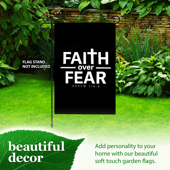 G128 Faith Over Fear Scripture Garden Flag 12x18 In Double Sided Bible Verses Yard Garden Lawn Decoration