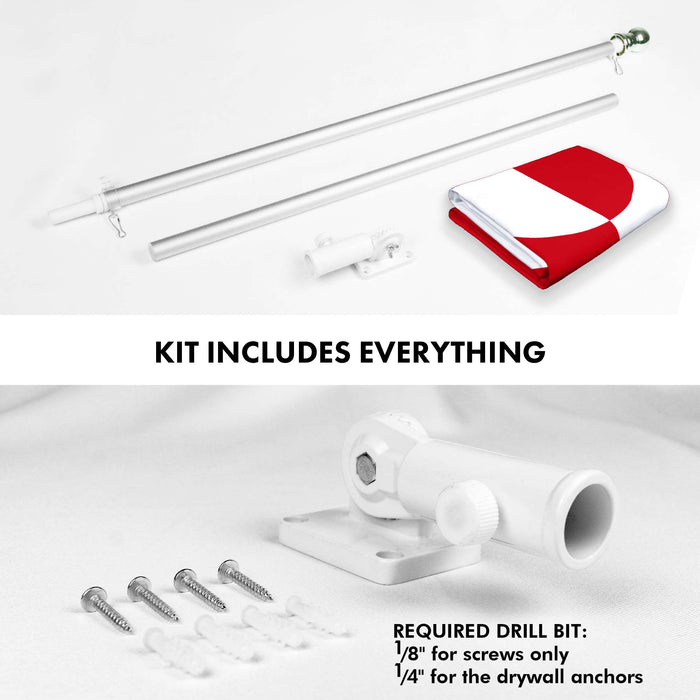 G128 Combo Pack: 6 Ft Twist Free Aluminum Spinning Flagpole (Silver) & Greenland Flag | 3x5 Ft | LiteWeave Pro Series Printed 150D Polyester | Pole with Flag Included
