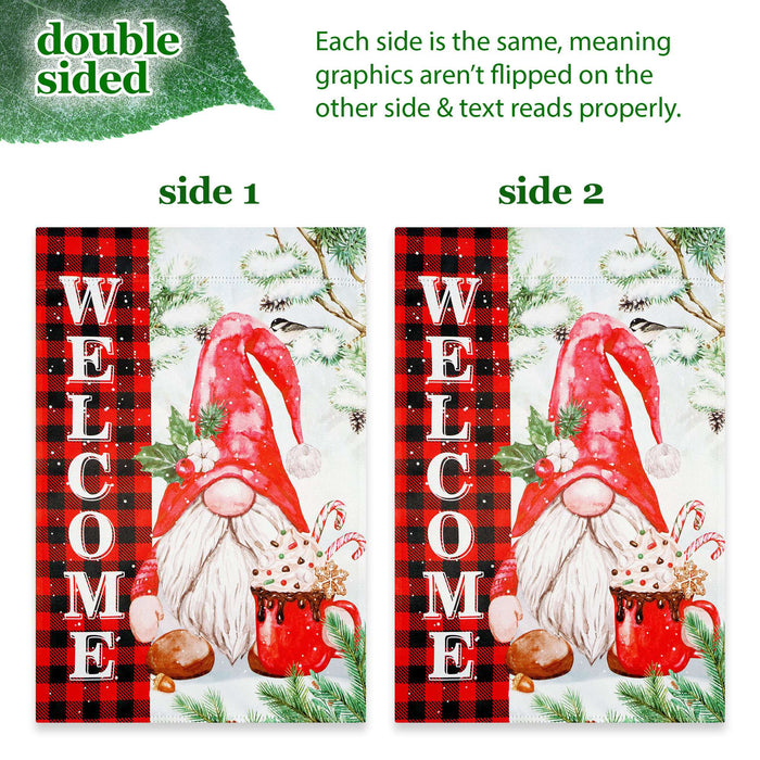 G128 36x16IN Garden Flag Stand & 12x18 Welcome Christmas Gnome Flag Kit