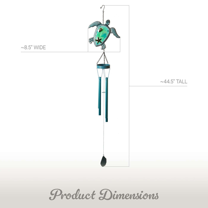 G128 Wind Chime Sea Turtle for Outside | Coastal Ocean Theme Windchimes Outdoors for Home Garden Patio Decor Unique Birthday Gifts