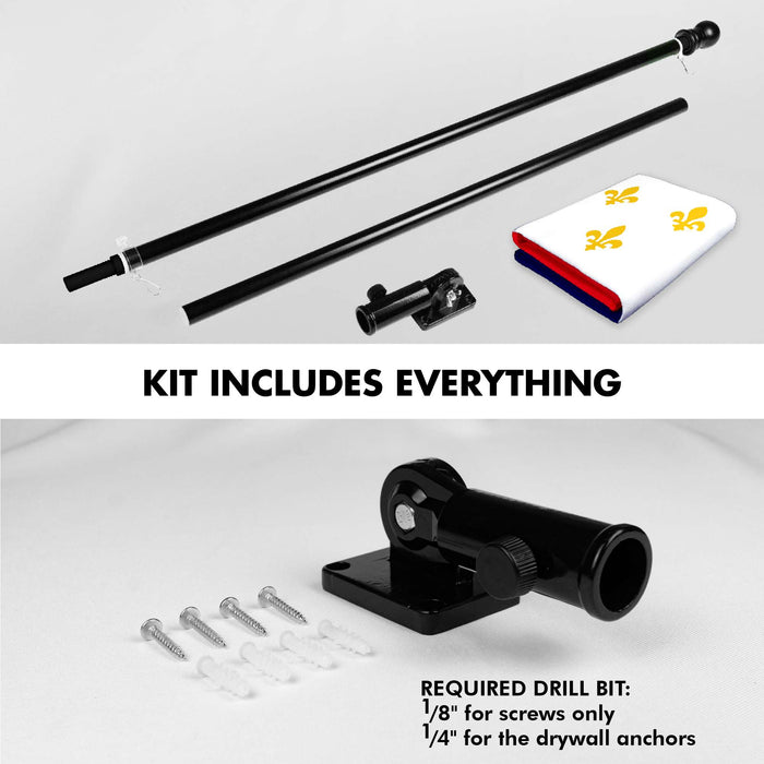 G128 Combo Pack: 6 Ft Twist Free Aluminum Spinning Flagpole (Black) & New Orleans Flag | 3x5 Ft | LiteWeave Pro Series Printed 150D Polyester | Pole with Flag Included