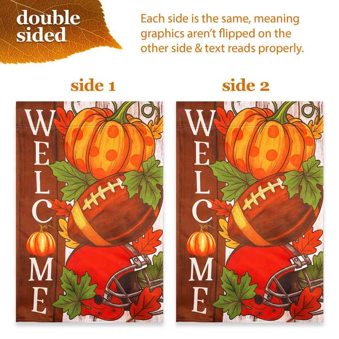 G128 36x16IN Garden Flag Stand & 12x18 Welcome Fall Football Flag Kit