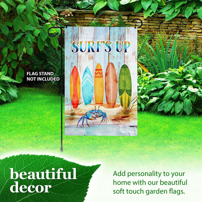 G128 Surfs Up Surfboard Beach Garden Flag 12x18 In Double Sided Summer Yard Garden Lawn Decoration