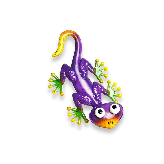 G128 purple gecko lizard metal wall art hanging decor, 9 inch nominal size