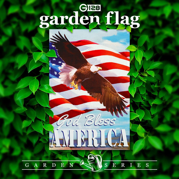 G128 God Bless America with Eagle Garden Flag 12x18 In Double Sided Independence Day Yard Garden Lawn Decoration
