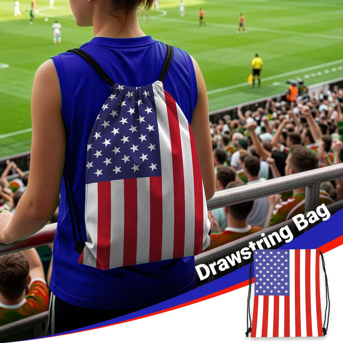 G128 World Soccer Tournament 2026 Cup Soccer Fan Set 6PCS, USA Fan Merch with Flag and Koozie, Accessories for Sports Parties