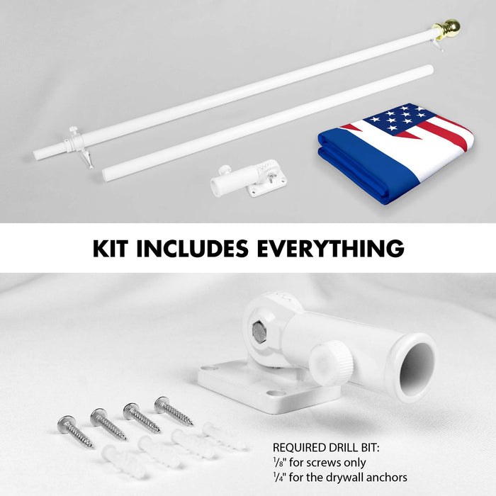 G128 Combo Pack: 6 Ft Tangle Free Aluminum Spinning Flagpole (White) & El Salvador USA Friendship Flag | 3x5 Ft |LiteWeave Pro Series Printed 150D Polyester | Pole with Flag Included