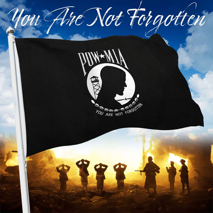 G128 POW MIA Flag Embroidered 4x6 FT Spun Polyester