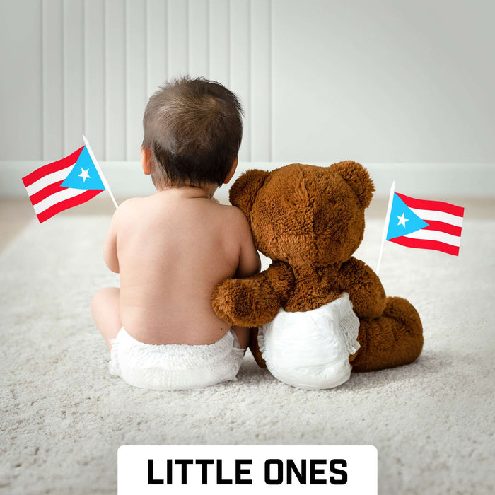 G128 Puerto Rico Light Blue Handheld Stick Flag 4"x6" (24 Pack) | Printed 150D Polyester, Solid Plastic Stick, Spear White Tip