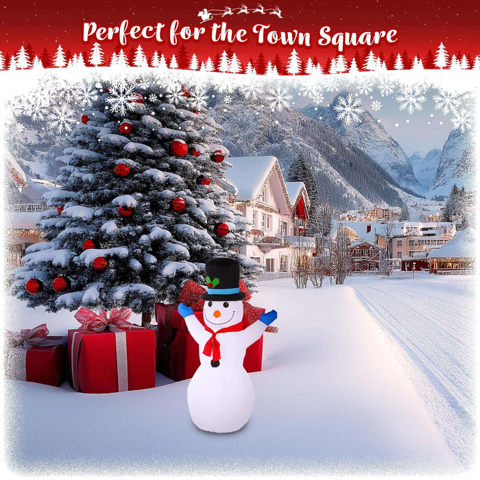 G128 4 ft Snowman Christmas Inflatable Decor with LED Lights, Christmas Outdoor Holiday Yard Decoration, Fast Inflate, Weather-Resistant, Outdoor Use
