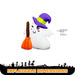 G128 3.5FT inflatable Halloween ghost in a witch hat holding a broom, glowing on a front porch