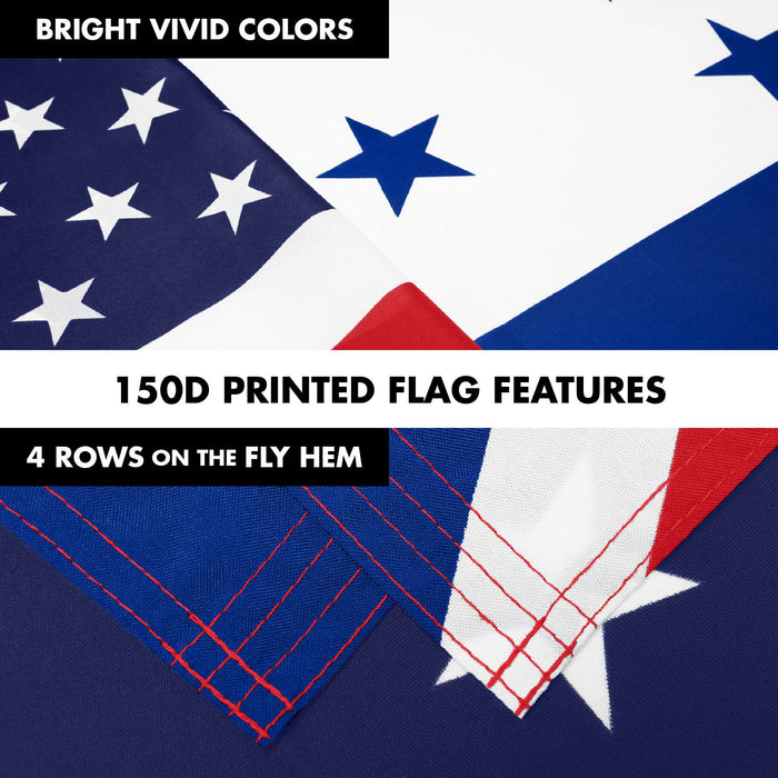 G128 Combo Pack: 6 Ft Tangle Free Aluminum Spinning Flagpole (White) & Honduras USA Friendship Flag | 3x5 Ft |LiteWeave Pro Series Printed 150D Polyester | Pole with Flag Included