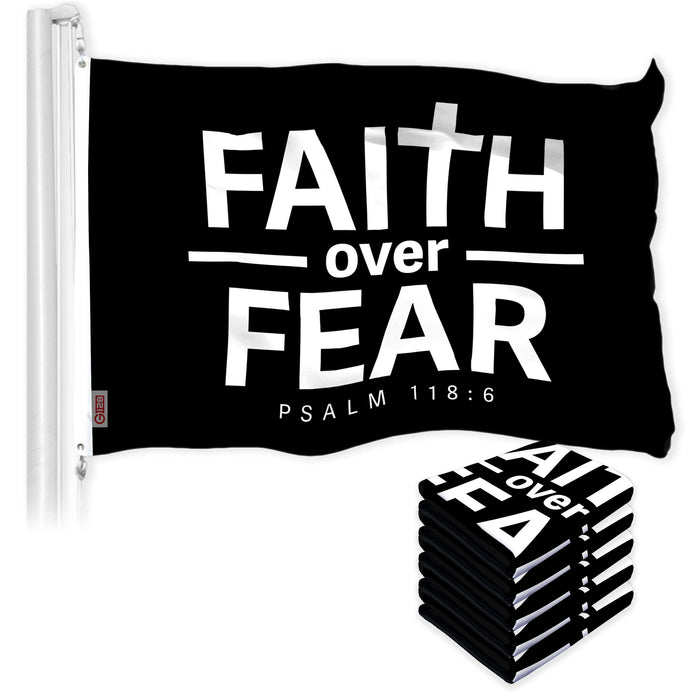 G128 5 Pack: Faith over Fear Flag | 3x5 Ft | LiteWeave Pro Series Printed 150D Polyester | Indoor/Outdoor, Vibrant Colors, Brass Grommets