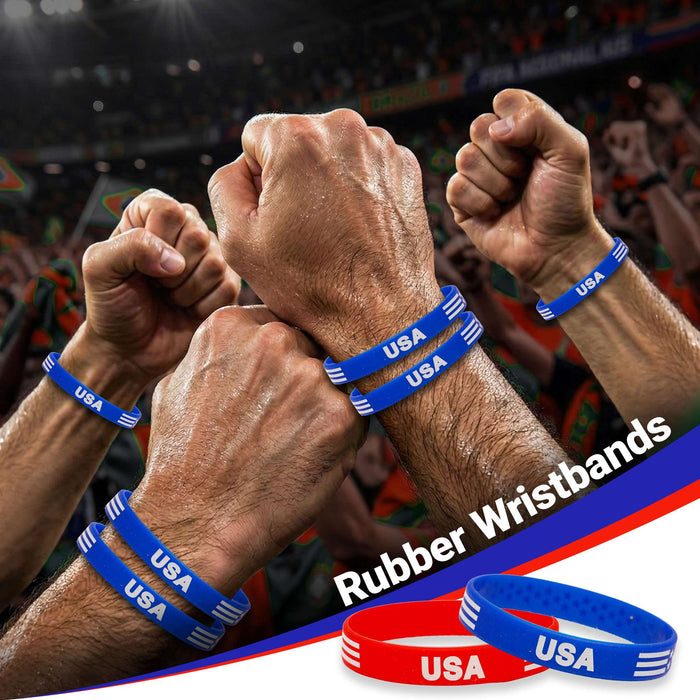 G128 World Soccer Tournament 2026 Cup Soccer Fan Set 6PCS, USA Fan Merch with Flag and Bracelet, Accessories for Sports Parties