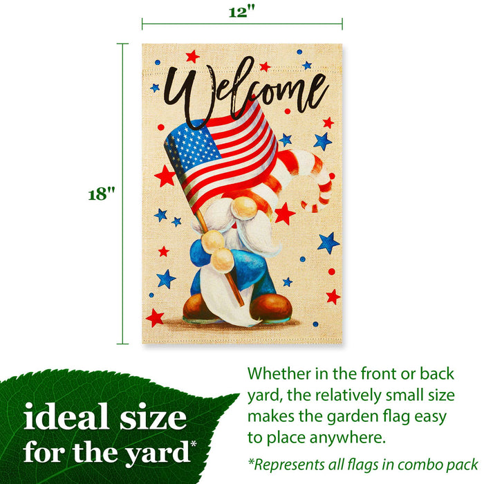 G128 set of 4 welcome gnomes for all seasons garden flags, 12x18 inch, photo 2