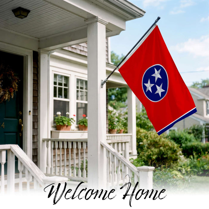 G128 Tennessee TN State Flag | 2x3 Ft | StormFlyer Series Embroidered 220GSM Spun Polyester | Embroidered Design, Indoor/Outdoor, Brass Grommets, Heavy Duty, All Weather
