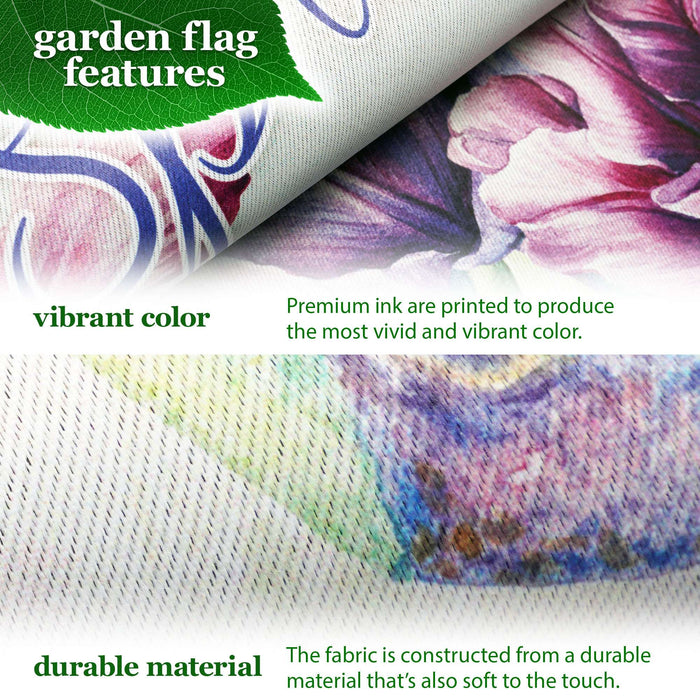G128 Combo Pack: Garden Flag Stand 36x16IN & Garden Flag Hello Spring Hummingbird Flowers Printed 12x18IN Double Sided