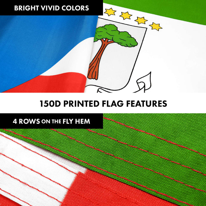 G128 Combo Pack: 6 Ft Twist Free Aluminum Spinning Flagpole (Black) & Equatorial Guinea Flag | 3x5 Ft | LiteWeave Pro Series Printed 150D Polyester | Pole with Flag Included