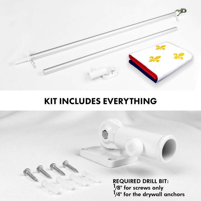 G128 Combo Pack: 6 Ft Twist Free Aluminum Spinning Flagpole (Silver) & New Orleans Flag | 3x5 Ft | LiteWeave Pro Series Printed 150D Polyester | Pole with Flag Included