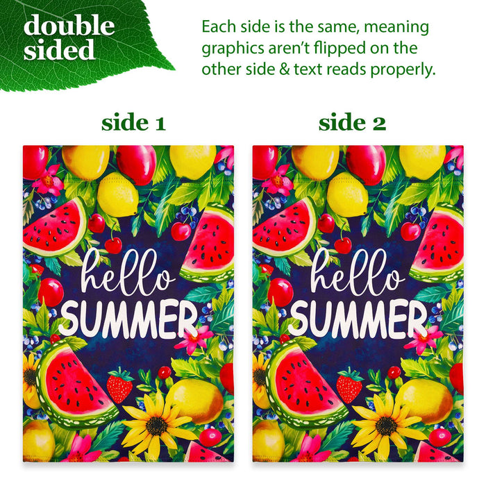 G128 36x16IN Garden Flag Stand & 12x18 Hello Summer Watermelon Flag Kit
