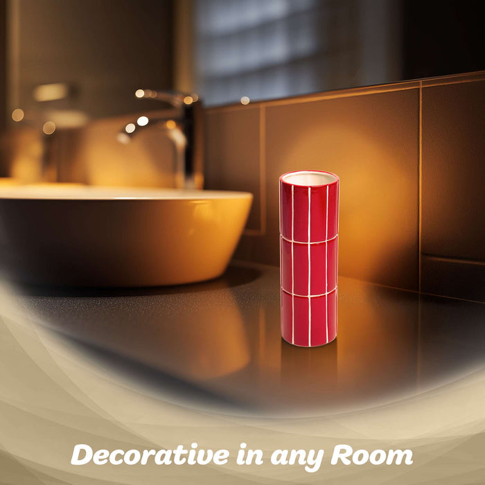 G128 red plaid ceramic decorative vase, 10 inches tall