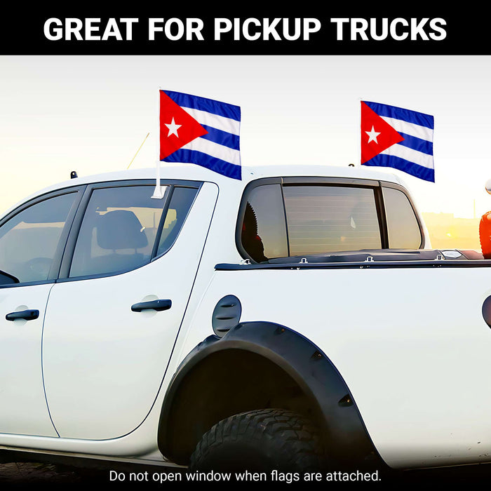 G128 2 Pack: Cuba Cuban Flag | 11x17 In | Double LiteWeave Pro Series Double Sided Printed 150D Polyester | Flagpole Included | Perfect for Festival Celebrations, Parades