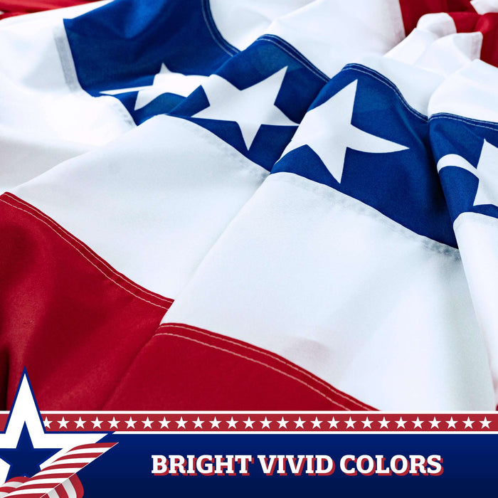 G128 2 Pack: USA Pleated Fan Flag, 2x4 Feet American USA Bunting Decoration Flags Printed Patriotic Stars & Stripes with Canvas Header and Brass Grommets