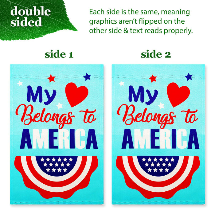 G128 Combo Pack: Garden Flag Stand 36x16IN & Garden Flag Heart America Belongs Printed 12x18IN Double Sided