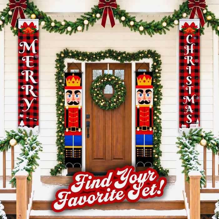 G128 Merry Christmas buffalo plaid door banners, 2 pack, 12 x 71 inch, photo 9