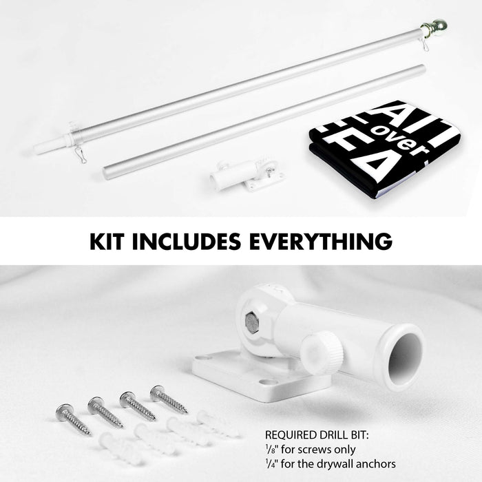 G128 Combo Pack: 6 Ft Tangle Free Aluminum Spinning Flagpole (Silver) & Faith over Fear Flag 3x5 Ft, LiteWeave Pro Series Printed 150D Polyester | Pole with Flag Included