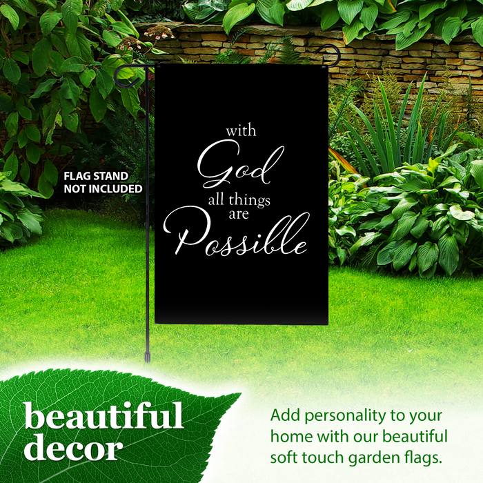 G128 With God All Things Possible Garden Flag 12x18 In Double Sided Bible Verses Yard Garden Lawn Decoration
