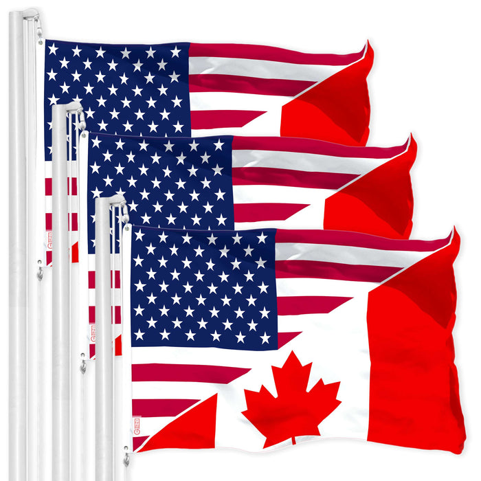 G128 3 Pack: Canada USA Friendship Flag | 3x5 Ft | LiteWeave Pro Series Printed 150D Polyester | Specialty Flag, Indoor/Outdoor, Vibrant Colors, Brass Grommets