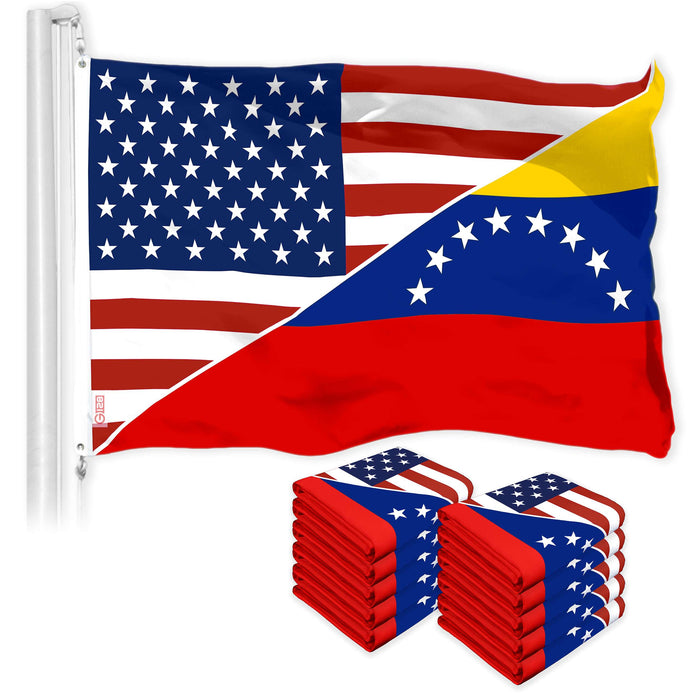 G128 10 Pack: Venezuela 8 Stars USA Friendship Flag | 3x5 Ft | LiteWeave Pro Series Printed 150D Polyester | Specialty Flag, Indoor/Outdoor, Vibrant Colors, Brass Grommets