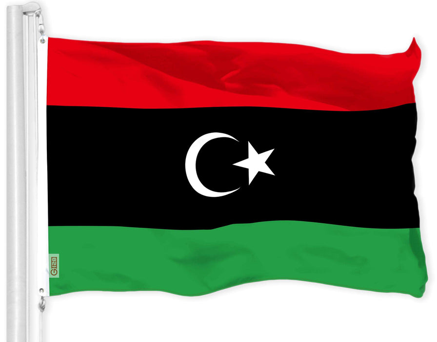 G128 Combo Pack: American USA Flag 3x5 Ft & Libya Libyan Flag 3x5 Ft | Both LiteWeave Pro Series Printed 150D Polyester, Brass Grommets