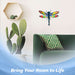 G128 dragonfly stained glass metal wall art with mosaic glass wings, 15 inch nominal size
