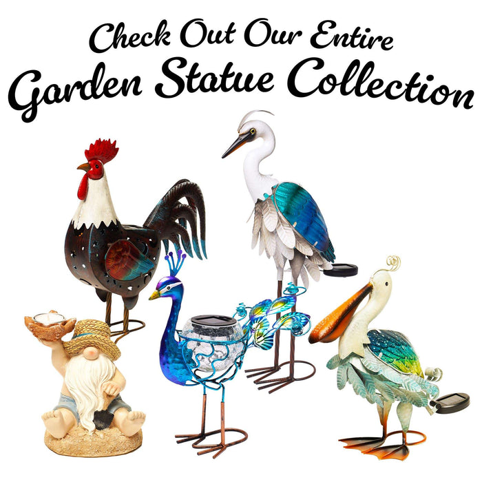 G128 Ocean Beach Gnome Statue | 7 Inch Summer Coastal Gnome Figurine with Starfish & Shovel, Yard Patio Lawn Backyard Outdoor Indoor Home Decoration