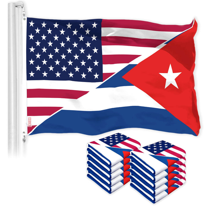 G128 10 Pack: Cuba USA Friendship Flag | 3x5 Ft | Printed 150D Polyester | Country Flag, Friendship Design, Indoor/Outdoor, Brass Grommets