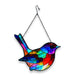 G128 songbird stained glass suncatcher window hanging ornament with metal frame, 10 inch nominal size