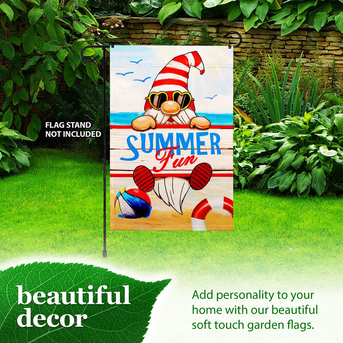 G128 Summer Fun Gnome Garden Flag 12x18 In Double Sided Summer Yard Garden Lawn Decoration