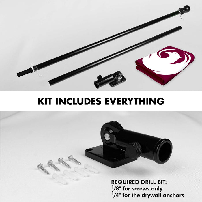 G128 Combo Pack: 6 Ft Twist Free Aluminum Spinning Flagpole (Black) & Phoenix Flag | 3x5 Ft | LiteWeave Pro Series Printed 150D Polyester | Pole with Flag Included