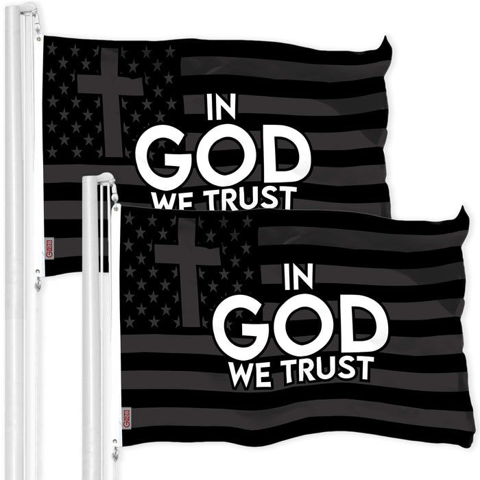 G128 2 Pack: In God We Trust Patriotic Flag | 3x5 Ft | LiteWeave Pro Series Printed 300D Polyester | Bible Verses Flag, Indoor/Outdoor, Vibrant Colors, Brass Grommets