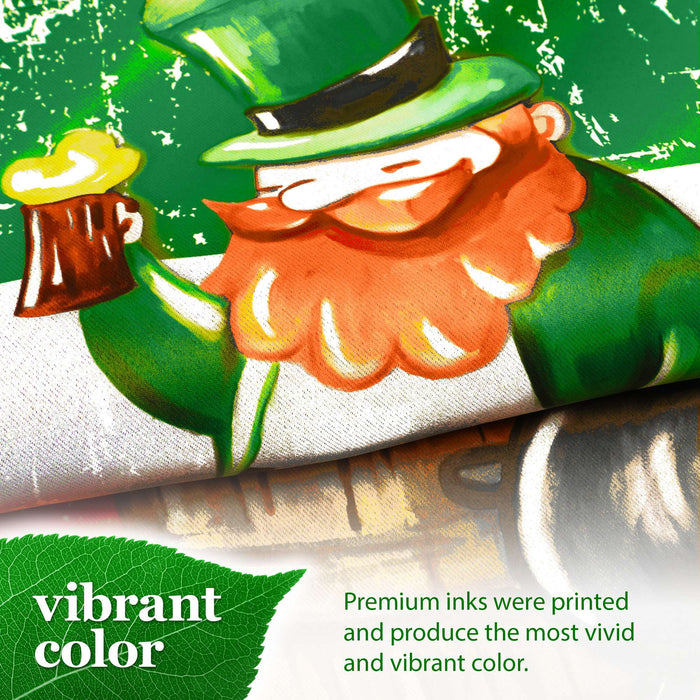 G128 Happy St. Patrick's Day Leprechaun Barrel Gold Garden Flag 12x18 In Double Sided St. Patrick's Day Yard Garden Lawn Decoration
