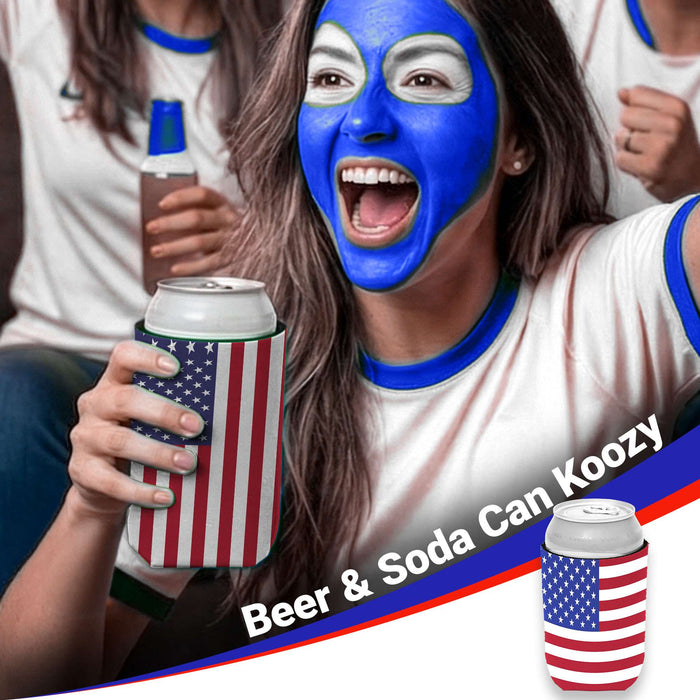 G128 World Soccer Tournament 2026 Cup Soccer Fan Set 6PCS, USA Fan Merch with Flag and Koozie, Accessories for Sports Parties