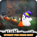 G128 3.5FT inflatable Halloween ghost in a witch hat holding a broom, glowing on a front porch