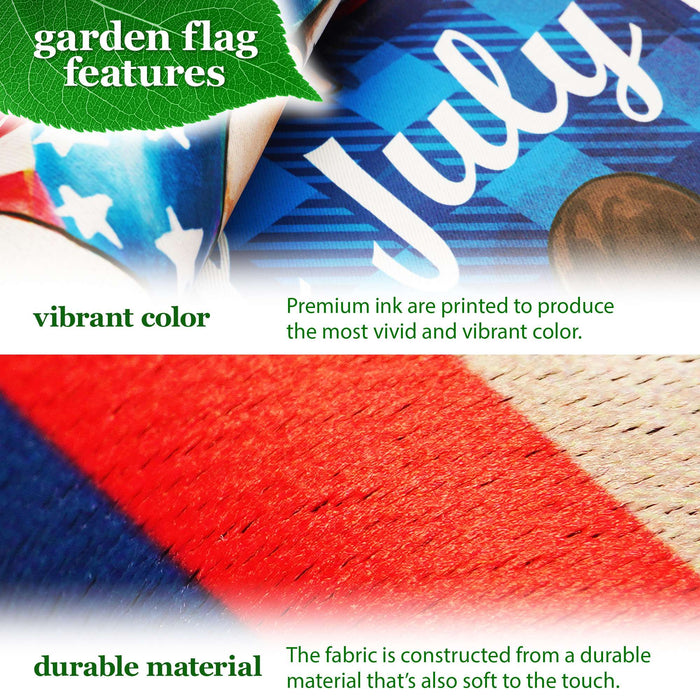 G128 Combo Pack: Garden Flag Stand 36x16IN & Garden Flag 4th of July Gnome Printed 12x18IN Double Sided