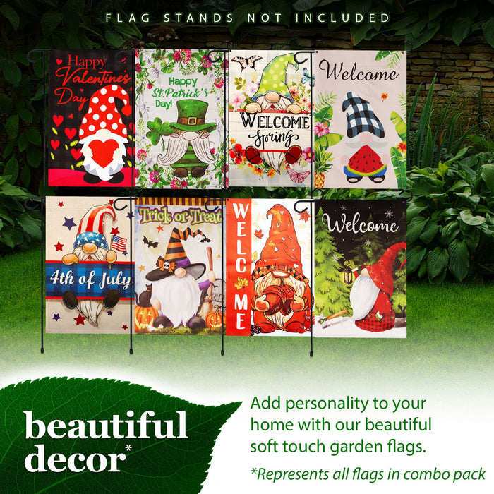 G128 set of 8 gnomes with heart and watermelon garden flags, 12x18 inch, photo 7